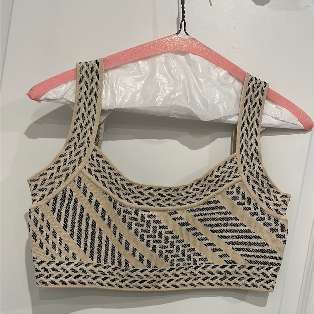 Patterned Beige and Black Women's Top